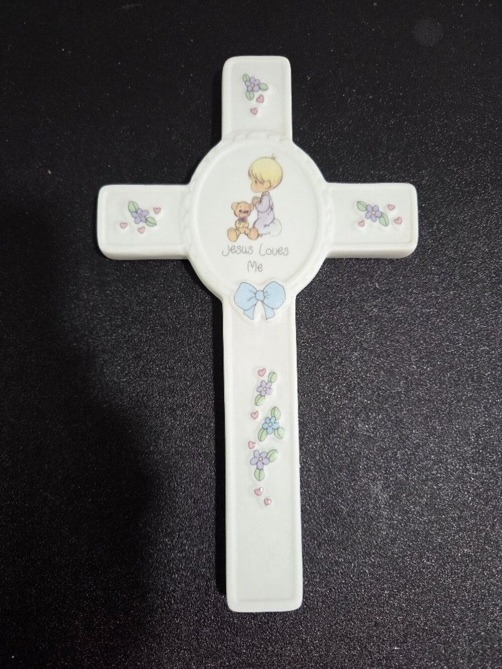 Precious Moments Ceramic Wall Cross, Girl,Jesus Loves Me, 8"